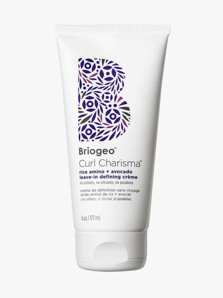 Briogeo Curl Charisma Rice Amino + Avocado Leave-In Defining Cream in branded tube component on a light gray background