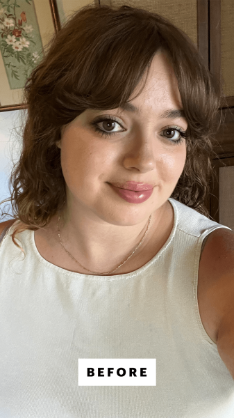 Allure commerce producer Sarah Hoffmann before applying VioletteFR's Bisou Blush