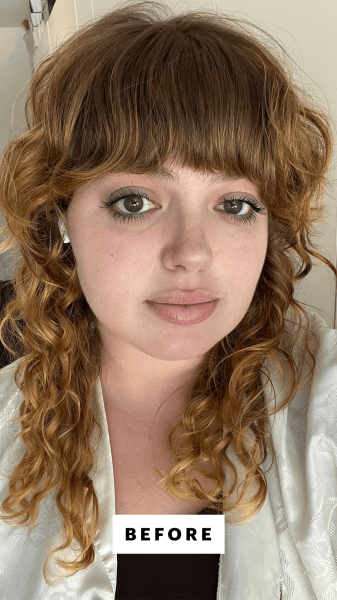 Hoffmann before applying the Ilia MultiStick in A Fine Romance