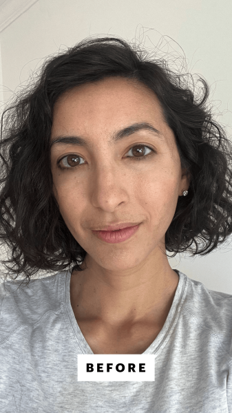 Selfie of Deanna Pai before applying the Stila Stay All Day Waterproof Liquid Eyeliner.