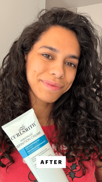 Shipin after applying the Curlsmith Awestruck Definition Cream