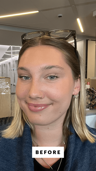 Gunderman before applying the Urban Decay 247 Glide On Waterproof Eyeliner Pencil