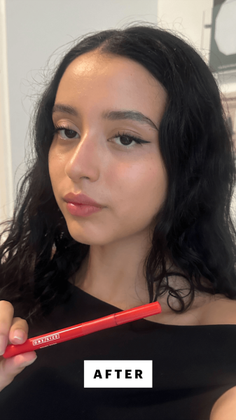 Rengifo after applying the OneSize Point Made Waterproof Liquid Eyeliner Pen