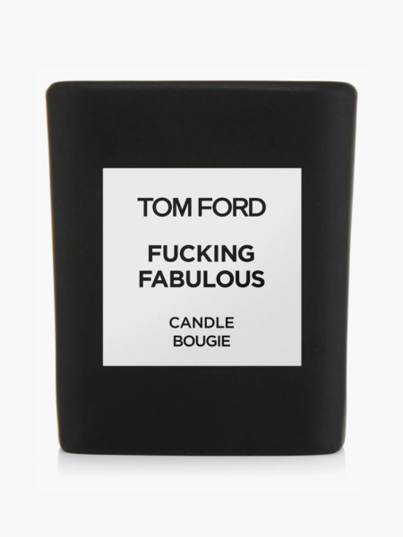 Tom Ford Fabulous Candle black candle on light gray background