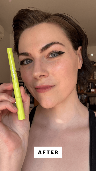 Dall'Asen after applying the Half Magic Magic Flik Eyeliner