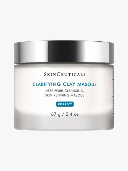 SkinCeuticals Clarifying Clay Masque white jar on light gray background