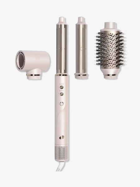 T3 Aire 360 rose gold multi-styler with attachments on light gray background
